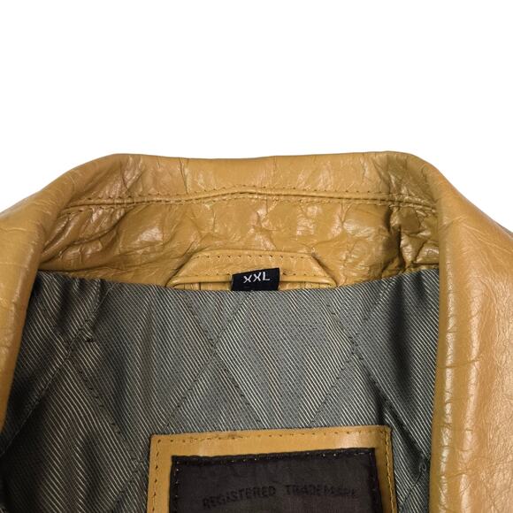 Vintage Mens Leather Coat Size XXL Tan Brown Button Front Travelers - Picture 10 of 11